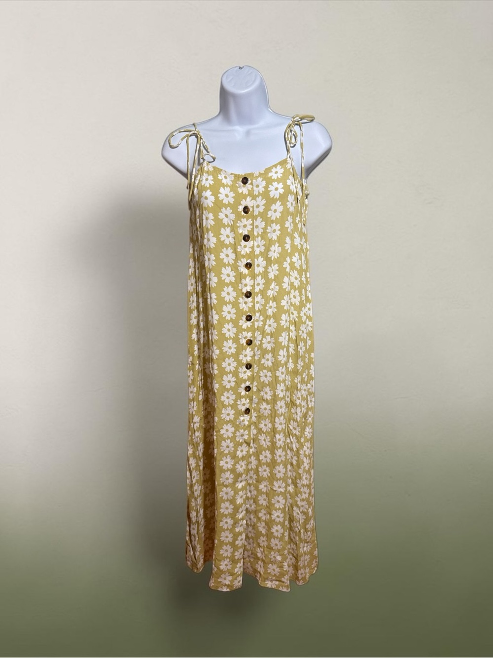 Faithfull the Brand Yellow Daisy Button-Front Maxi Dress
